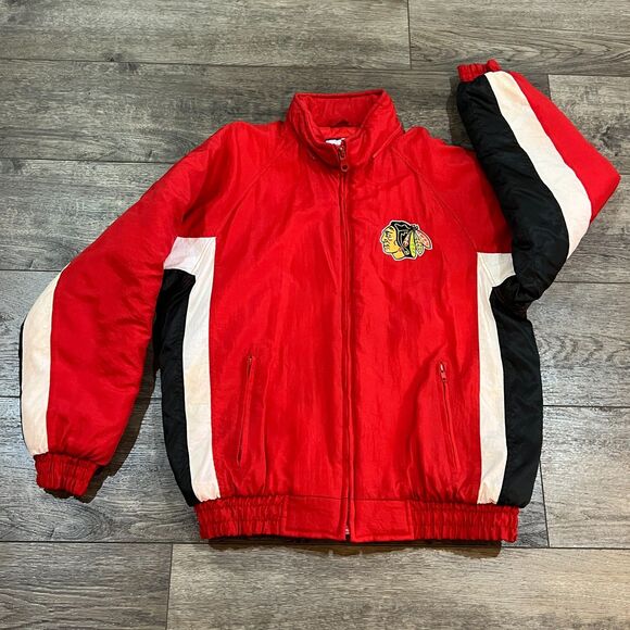 Vintage Logo 7 Chicago Blackhawks Full Zip Starter Like Jacket Parka Men's Large - Picture 1 of 9